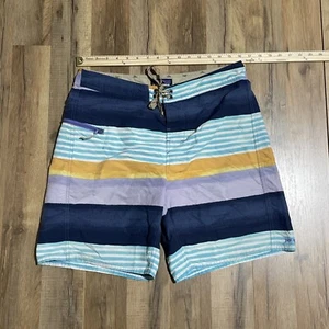 Patagonia Wavefarer Boardshorts Herren Größe 34 gestreift blau gelb Strand Ozean - Bild 1 von 6