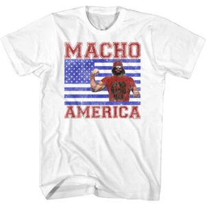 Macho Man Randy Savage Macho America USA Flag Men's T Shirt WWE Wrestling Legend - Picture 1 of 5