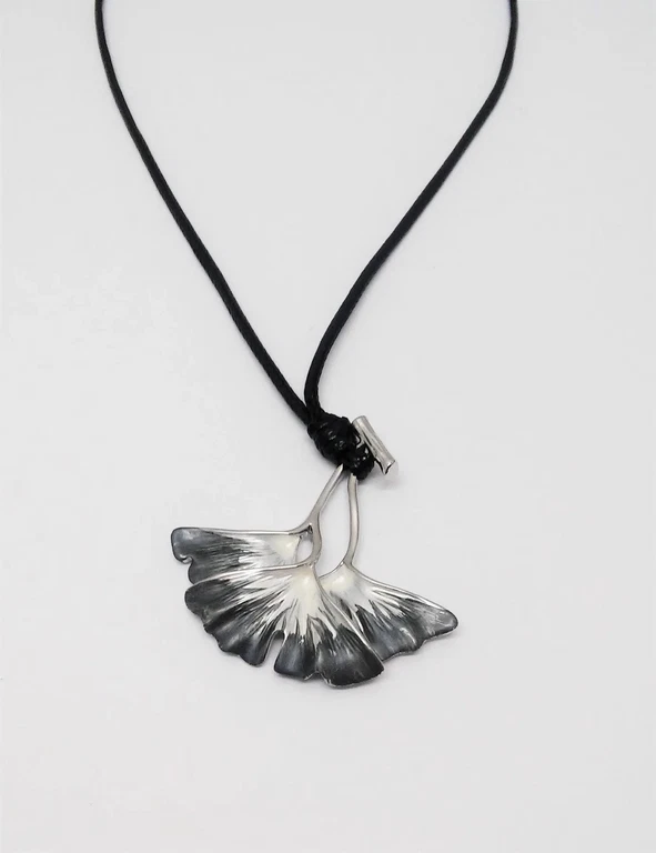 Exklusiver Modeschmuck Halskette rhodiniert Ginko  - Bild 1 von 1