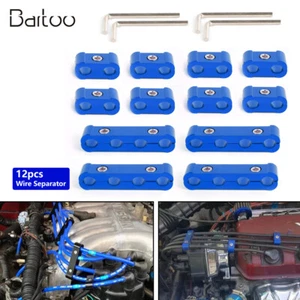 12PCS Universal Spark Plug Wire Separator Blue Wire Separator For 8/9/10mm - Picture 1 of 12