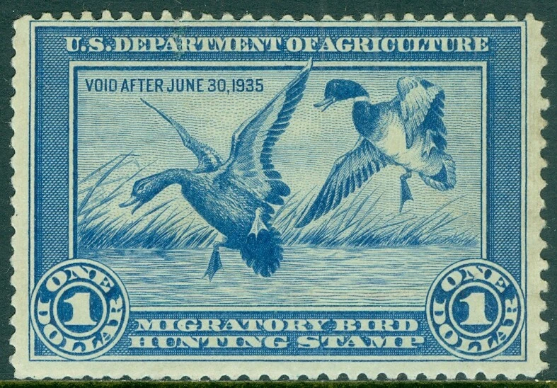 EDW1949SELL : USA 1934 Sc #RW1 Mint, appears Never Hinged but regummed Cat - Image 1 of 2