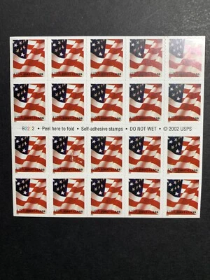U.S. Stamps SC#3623a. U.S. FLAG, 2002. 37¢ Booklet of 20. P#B2222 - Image 1 of 2