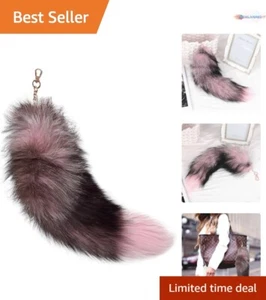Faux Fur Keychain Pink Fluffy Fox Tail 15.7" Accessory Bag Cosplay Gift - Picture 1 of 9