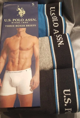 US Polo Assn 3 трусы-боксеры S черный, серый, синий ярлык бесплатно 100% хлопок доставка бесплатно! - Изображение 1 из 4