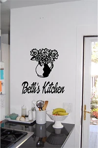Blumen & personalisierte Küche Schild Wandaufkleber Wandbild Vinyl Aufkleber - Bild 1 von 2