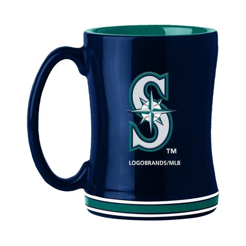Seattle Mariners 15oz Sculpted Relief Coffee Mug [NEW] MLB Tea Cup Hot Ceramic Cover