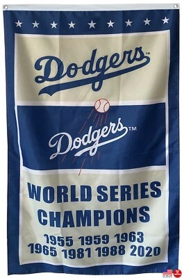 Los Angeles Dodgers 2020 World Series Champions 3x5 Man Cave Flag 3 x 5 Banner - Image 1 of 4