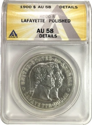 1900 Lafayette Dollar Almost Uncirculated ANACS AU58 Coin, Polished #27511 - Image 1 of 4