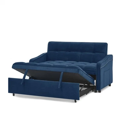 Loveseats Sofa Bed with Pull-out Bed,Adjsutable Back w/ 2 Arm Pocket,TypeC & USB - Image 1 of 4