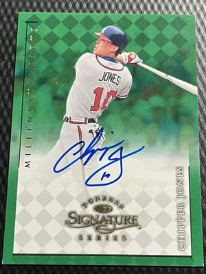Chipper Jones Braves Donruss 1998 firma Mill Marks verde en tarjeta autógrafo Foto 1 de 3