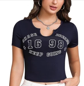 Women T Shirts Short Sleeve Summer Graphic Casual Vintage Tee - SIZE XL - Picture 1 of 6