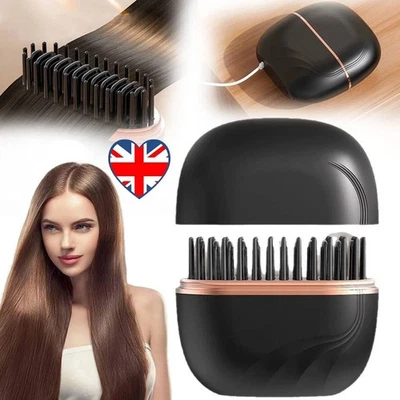 Hair Straightener Brush Rechargeable Cordless Mini Hair Straightener Comb - Image 1 of 4