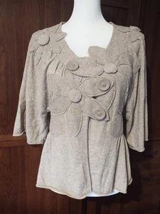 Anthropologie Knitted & Knotted Sweater Sz S Beige Angora Hair/Wool Blend Unique - Picture 1 of 9