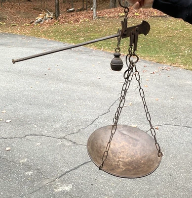 VINTAGE STILLYARD SCALE WITH HANGING PAN - Image 1 of 4