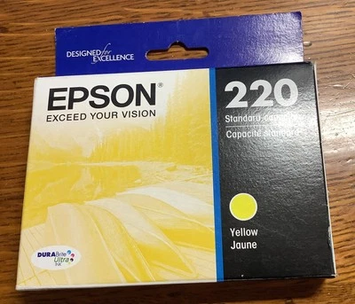 Genuine EPSON DuraBrite 220 Standard-capacity Yellow Ink Cartridge Exp 03/25 - Image 1 of 3