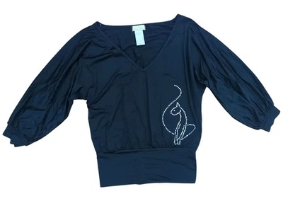 Blusa Camisa Baby Phat Mujer Mediana Grande Gato Estrás Top Logo Bling De Colección Y2k  Foto 1 de 4