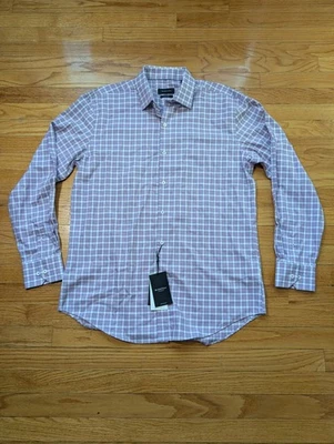 Bugatchi Shirt Mens 16.5 Purple Plaid Comfort Stretch Button Down NWT MSRP 179$  - Image 1 of 4