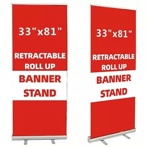 33" x 81" Premium Retractable Roll Up Banner Stand Only!!! + Pop up,Trade Show - Picture 1 of 9