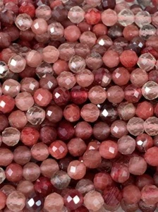 AAA Natural Red Lazasine Andesine Labradorite Faceted Round Beads 15.5" Strand - Picture 1 of 10