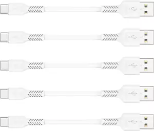4 Inch USB C Cord Short 5 Pack Durable USB a to USB Type C Cable Fast Charging f - Picture 1 of 12