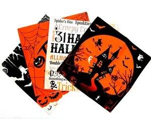 4er Set Halloween Baumwolle Leinen Kissenbezüge passt 18 x 18 Kissenform Deko - Bild 1 von 12