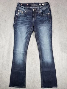 Miss Me Jeans Women's 26 Blue Signature Boot Cut Jeans 26 Embellished Med Wash - Picture 1 of 10