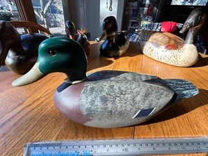 Excellent Condition Jim Wetzel 1977 Wood Wooden Duck Decoy Folk Art Glass Eyes - Picture 1 of 7