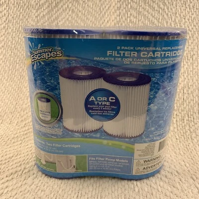 New 2 Pack Summer Escapes Type A or C Pool Filter Cartridge Replacement Filters - Image 1 of 4