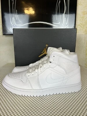 Ait Jordan 1 Mid Triple White 554724-130 Men’s Size 8.5 / Women’s Size 10 - Image 1 of 4