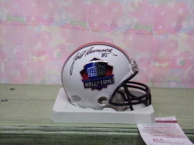JOE NAMATH & YA TITTLE SIGNED HALL OF FAME MINI HELMET JSA - Image 1 of 2