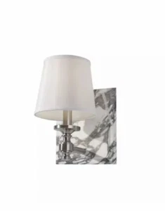 Murray Feiss VS34001 Brushed Steel W/ Marble Carrollton 1 Light Bathroom Sconce - Picture 1 of 1