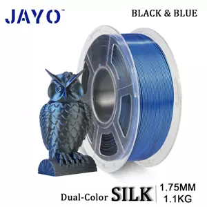 JAYO 1,1 KG 3D Drucker Filament 1,75 mm PLA+ SEIDE zweifarbig schwarz/blau mit Spule - Bild 1 von 11