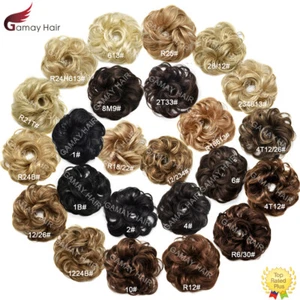 Large Curly Messy Rose Bun Hair Piece Scrunchie Ponytail Natural As Human Hair - Picture 1 of 44