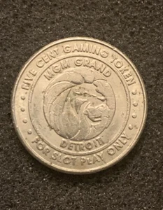 MGM Grand Detroit 5 Cent Gaming Casino Token Silver Tone Coin Michigan USA - SC1 - Picture 1 of 3