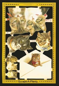 Mamelok English Embossed Vintage Style Scrap Die Cut  - Sending Kitty Kats  A125 - Picture 1 of 3