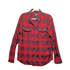 GEORGE Flannel Shirt LARGE Men Fall Winter Button-Down Pocket Casual Plaid - Picture 1 of 13