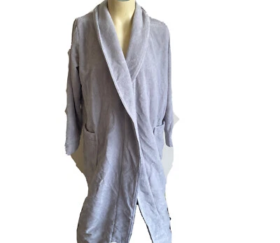 Nordstrom Finest Soft Turkey piping Bathrobe Light Gray Long M Unisex NO BELT - Image 1 of 4