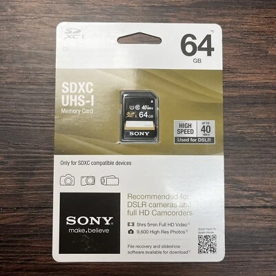 Sony 64GB SDXC UHS-I Class 10 Camera Memory SD Card SF64UY/TQMN - Image 1 of 2
