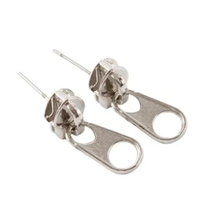 Pendientes con cremallera de plata Rockabilly - joyería divertida y única - nuevos - Imagen 1 de 6