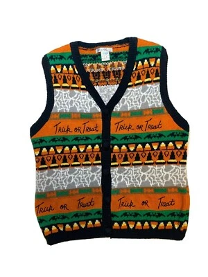 De Colección Mediano Robin Sinkler Mujer Cárdigan Chaleco Halloween Truco Golosina Caramelo Maíz Foto 1 de 4