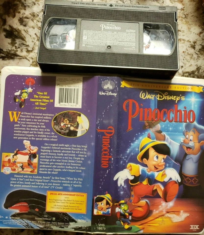 Walt Disney's Pinocchio 60th Anniversary Edition (VHS, 1999) Foto 1 de 1