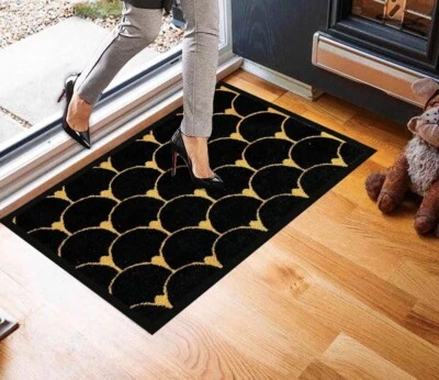 Homatz Doormat Indoor Outdoor Heavy Duty Rubber Floor Mat, Black & Gold  - Image 1 of 4