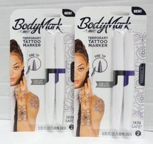 2 packs of 2 Bic Body Mark Temporary Tattoo Marker Pen Fine Point Flexible - Picture 1 of 5