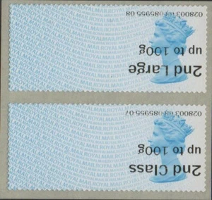 ERROR INVERTED MACHIN BLUE Ma12 2nd CLASS/2nd LARGE COLLECTOR PAIR POST GO. - Picture 1 of 1
