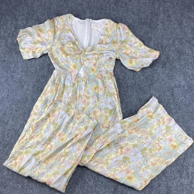 Mono para mujer SANCIA mediano pastel floral nudo frontal manga abullonada pierna ancha cremallera Foto 1 de 4