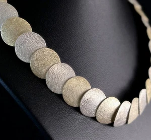 Collar de plata 925 de diseño de forja de plata círculos placas cadena de plata 42 cm 32 g - Imagen 1 de 11