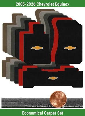Conjunto de tapete personalizado Velourtex para Chevy Equinox 05-26 com logotipo (3 peças) #CDT - Imagem 1 de 4