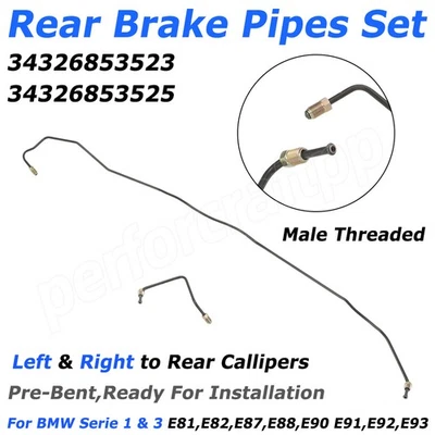 Set tubi freno posteriori sinistro destro per BMW Serie 1 e 3 (E81,E82,E87,E88,E90 E91,E92) - Immagine 1 di 4