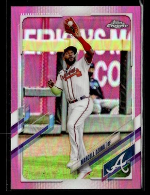 2021 Topps Chrome #202 Marcell Ozuna Pink Refractor Card Atlanta Braves - Image 1 of 2