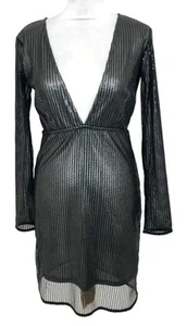 Neu mit Etikett authentisches Designer-Minikleid Patrizia Pepe schwarz Pailletten tief ausgeschnitten UK-Größe 10 650,00 £ - Bild 1 von 20